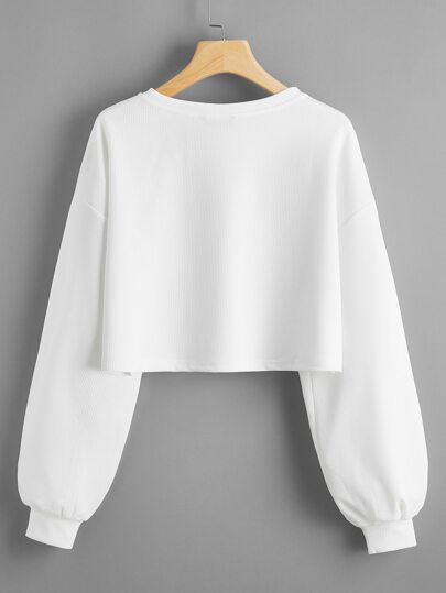 SHEIN EZwear Ribbed Drop Shoulder Crop Top