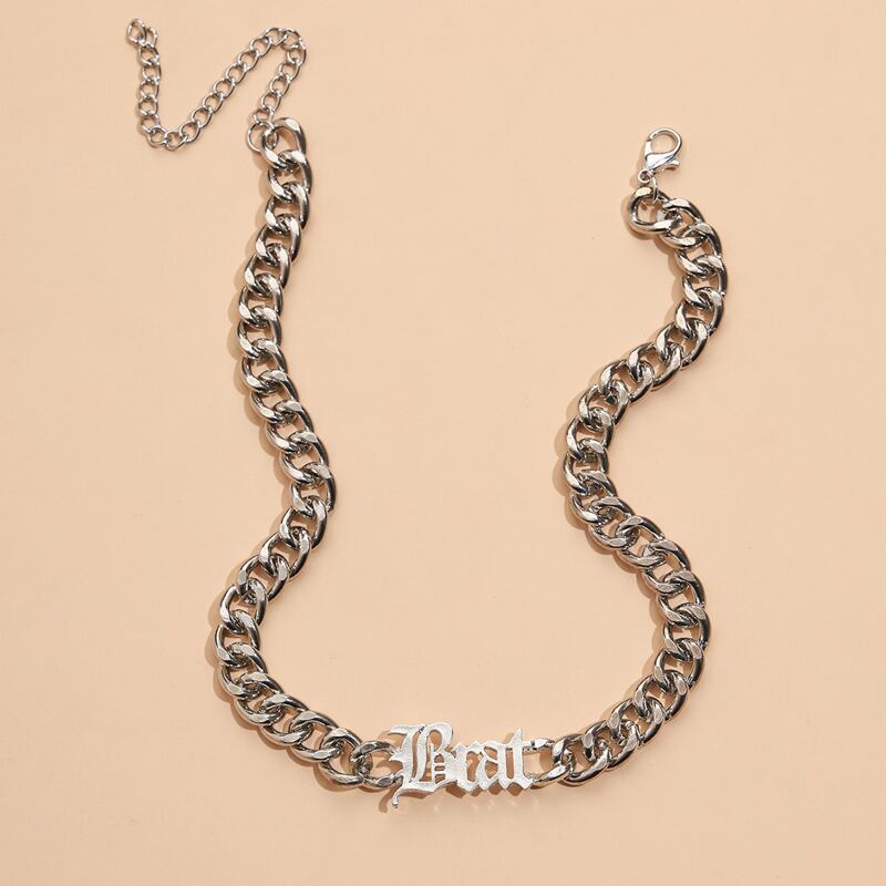 

Letter Chunky Chain Choker, Silver