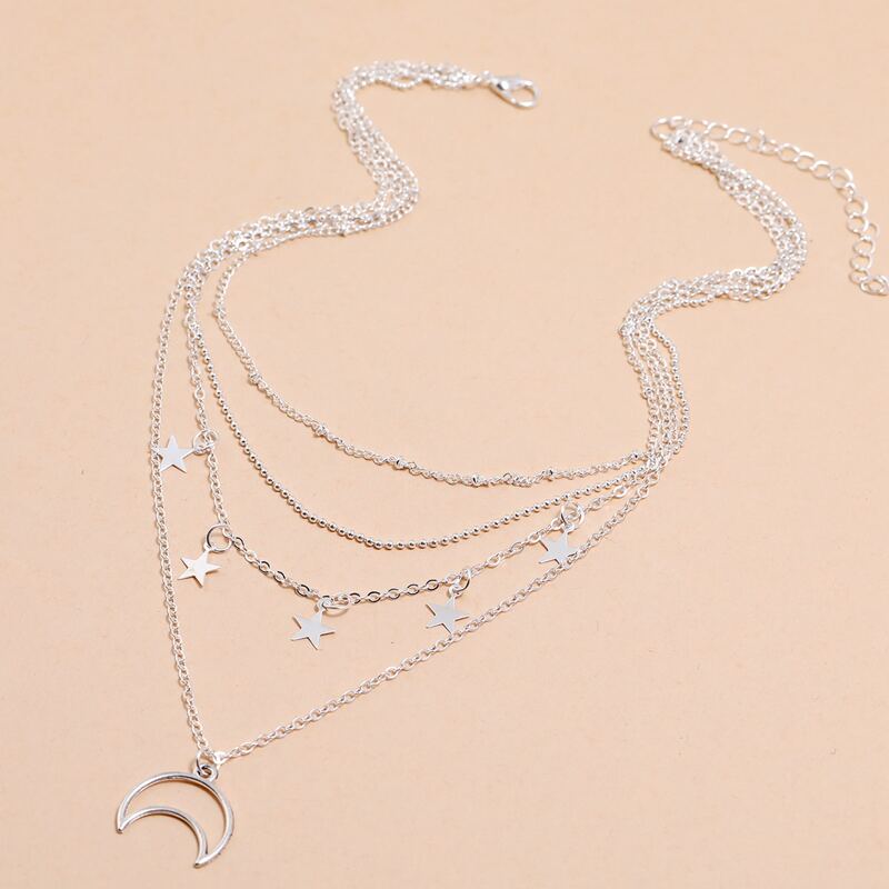 

Star & Moon Layered Necklace, Silver