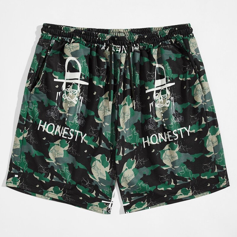 

Guys Camo & Letter Graphic Drawstring Shorts, Multicolor