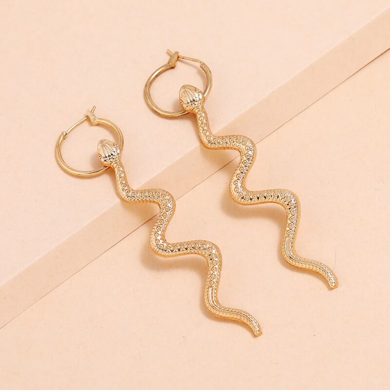 

Snake Drop Earrings, Gold