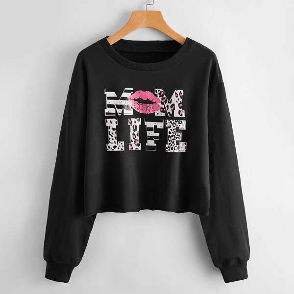 

Lip & Letter Graphic Sweatshirt, Black