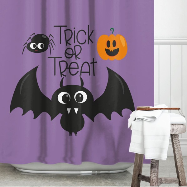 

Halloween Bat Print Shower Curtain, Multicolor