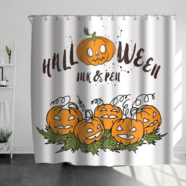 

Halloween Pumpkin Print Shower Curtain, Multicolor