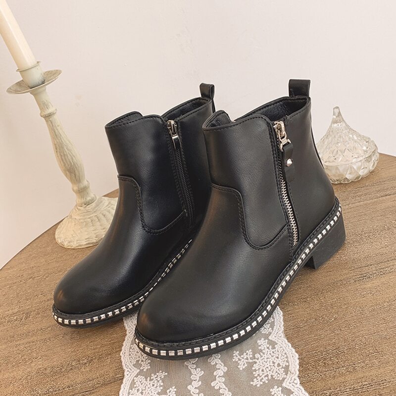 

Side Zip Ankle Boots, Black