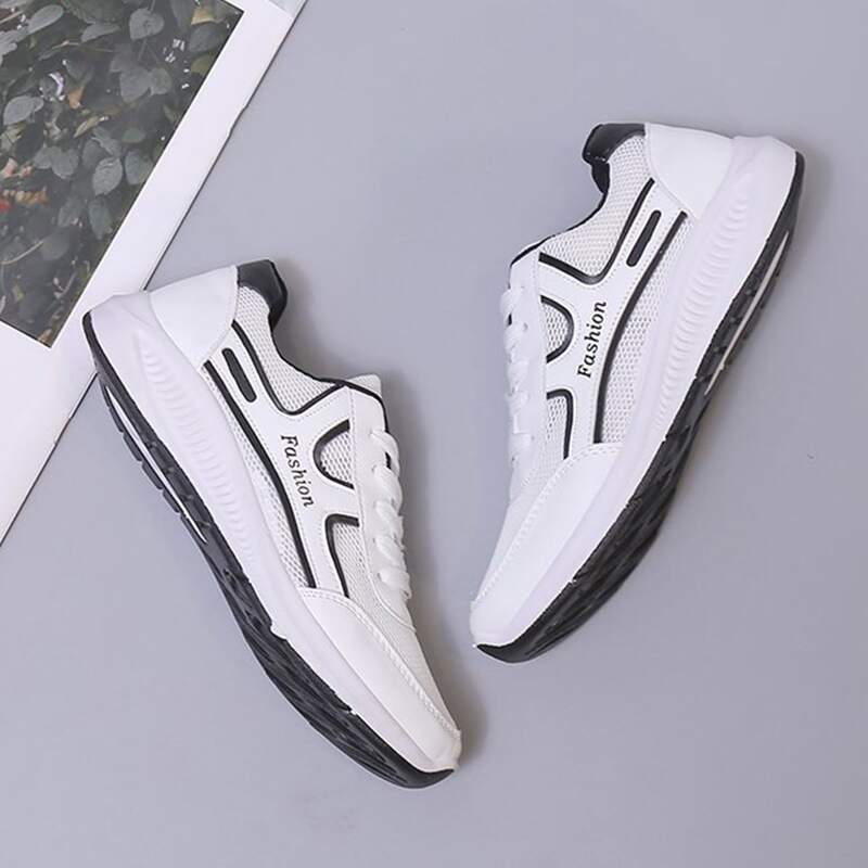 

Lace-up Mesh Panel Sneakers, White