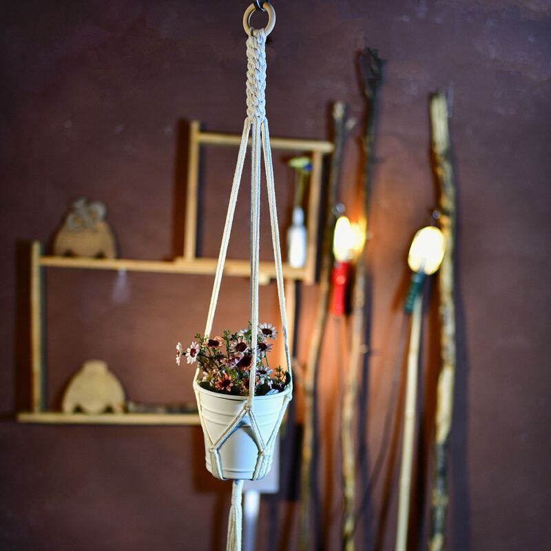 

1pc Macrame Plant Hanger, Beige