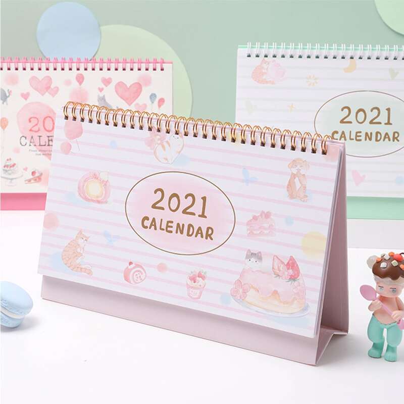 

1pc Random Cat Print 2021 Desk Calendar, Multicolor