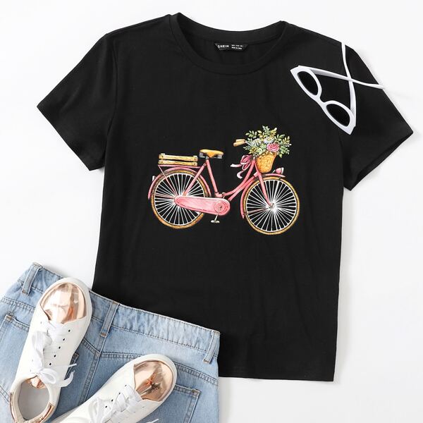 

Bicycle Print Top, Black