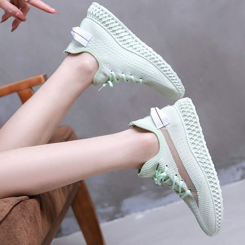 

Knit Lace-up Wide Fit Sneakers, Pastel mint green