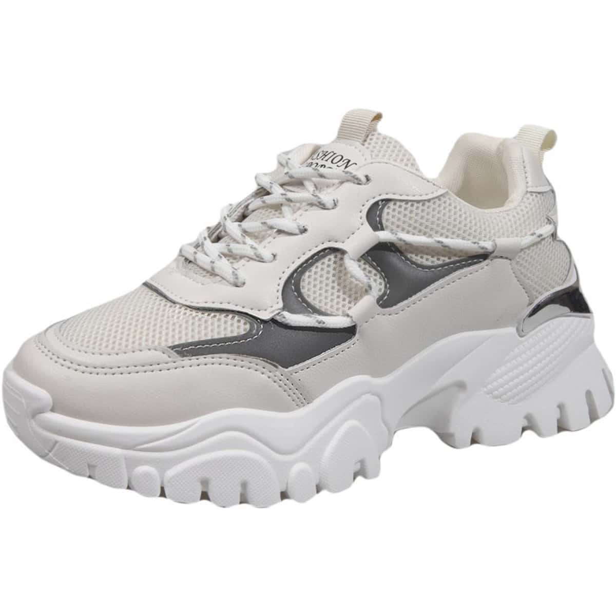 

Lace-up Mesh Chunky Sneakers, White