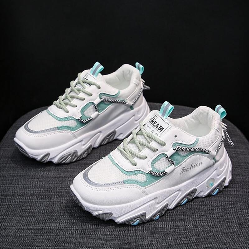 

Lace-up Mesh Chunky Sneakers, White