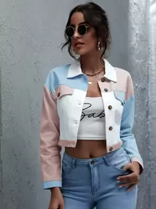 SHEIN LUNE Áo khoác Nút Khối Màu Giải trí - Nhiều màu - Xem 1