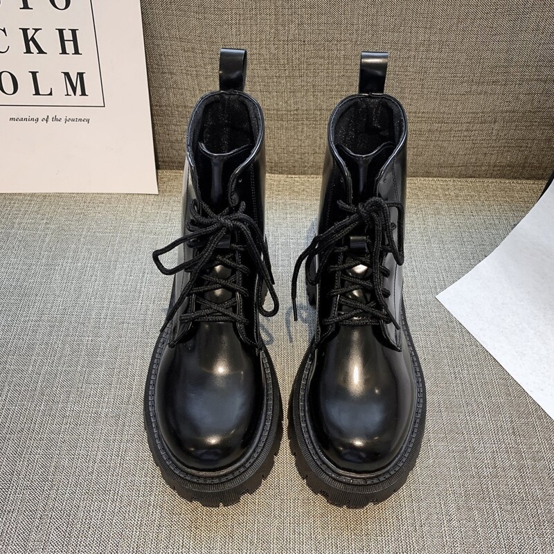 

Lace-up Front Combat Boots, Black