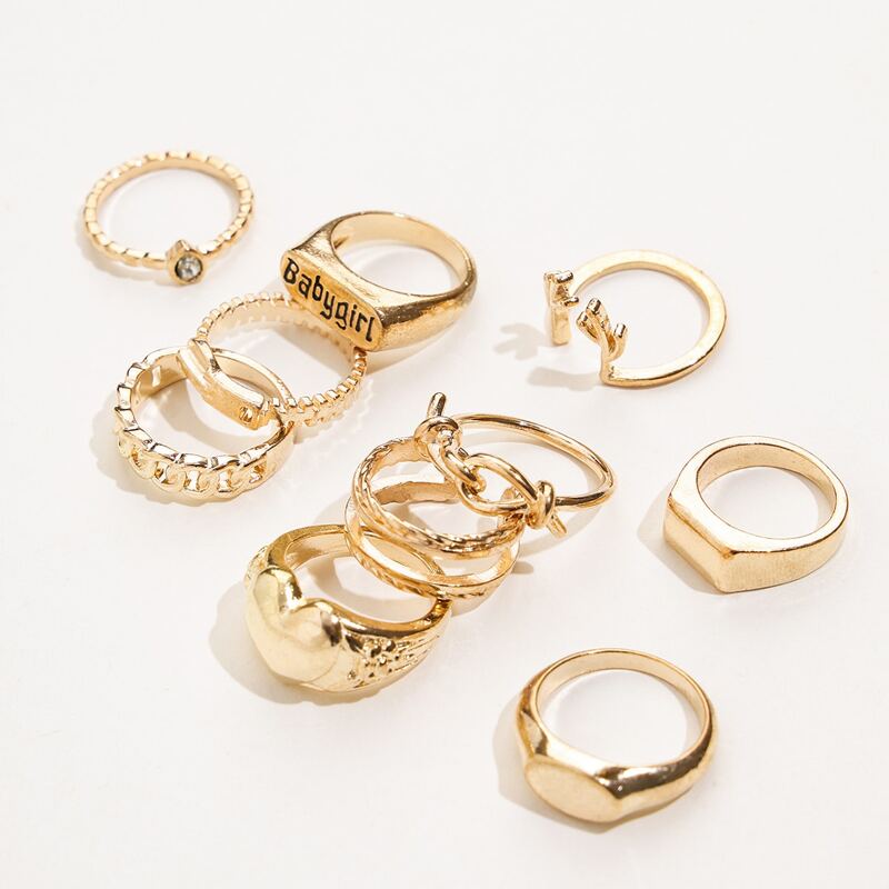 

10pcs Simple Ring, Gold