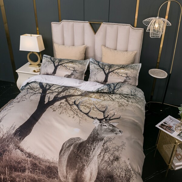 

Deer Print Bedding Set Without Filler, Brown