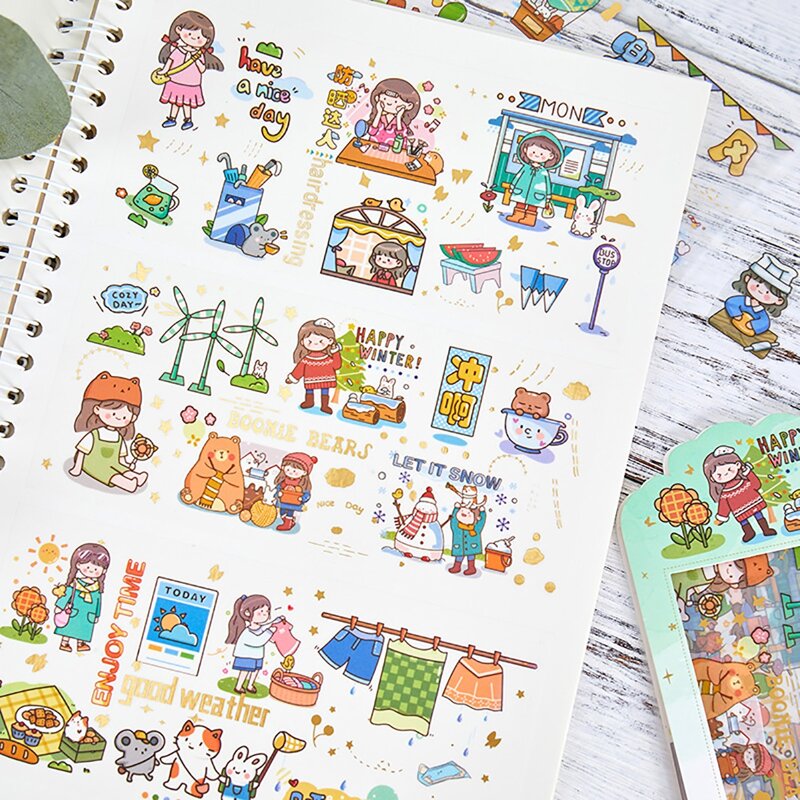 

4sheets Cartoon Graphic Random Sticker, Multicolor