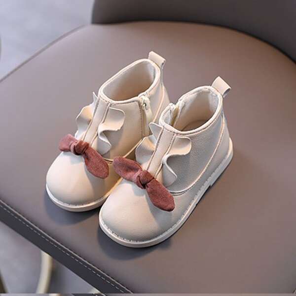 

Toddler Girls Bow Decor Ankle Boots, Beige