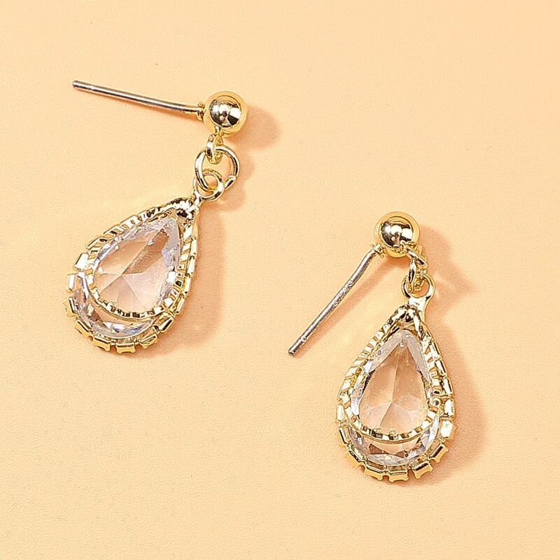 

Crystal Water Drop Earrings, Gold
