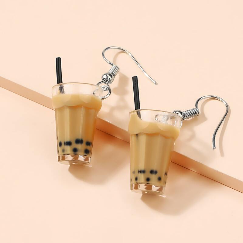 

Boba Milk Tea Drop Earrings, Multicolor