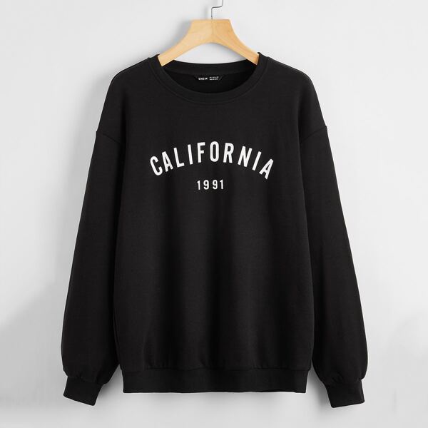 

Letter Graphic Drop Shoulder Pullover, Black