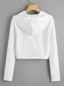 SHEIN LUNE Chamarra corta tejida  de canalé unicolor - Blanco - Ver 2