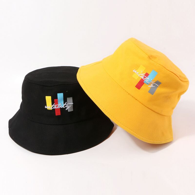 

2pcs Letter Embroidered Bucket Hat, Multicolor