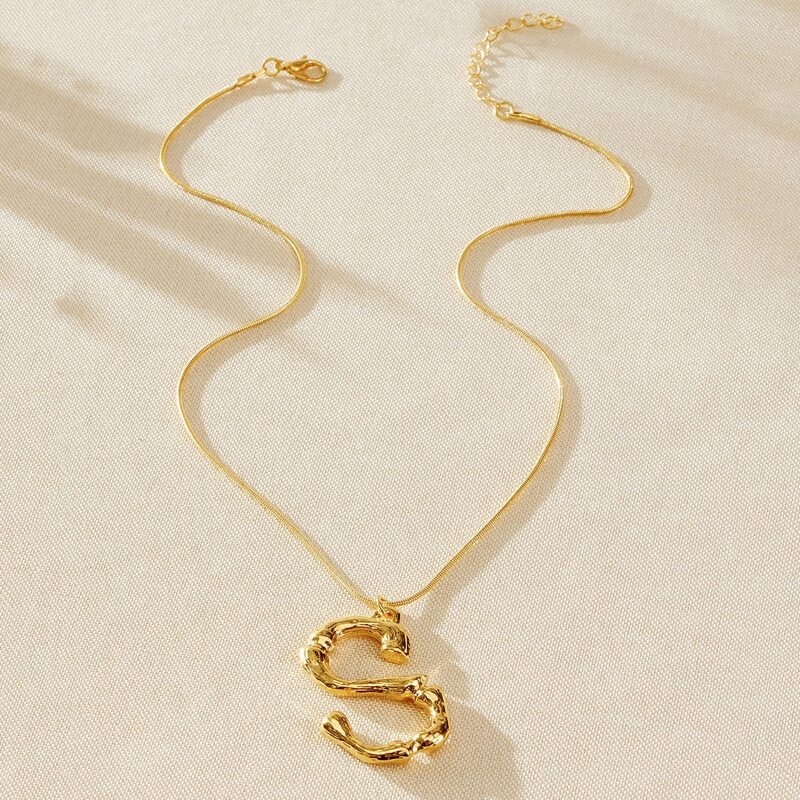 

Letter S Pendant Necklace, Gold
