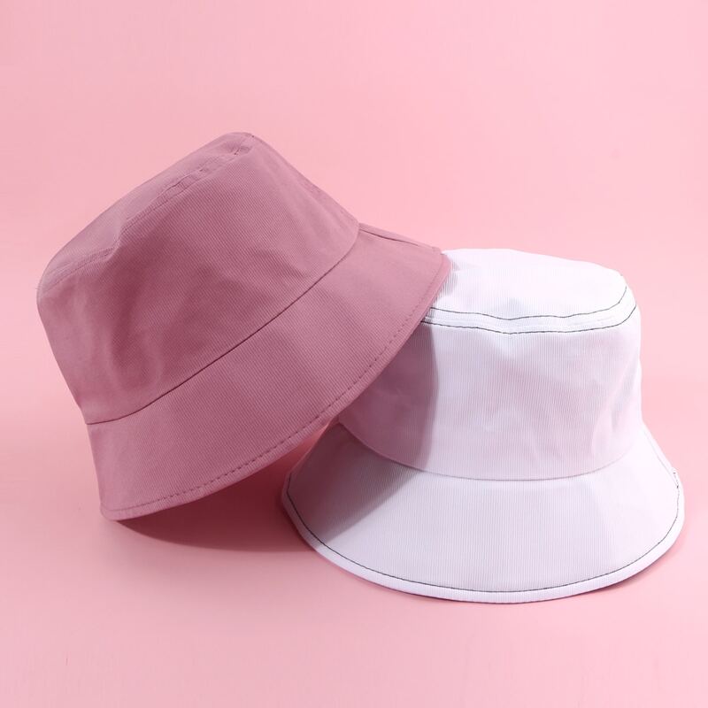 

2pcs Solid Bucket Hat, Multicolor