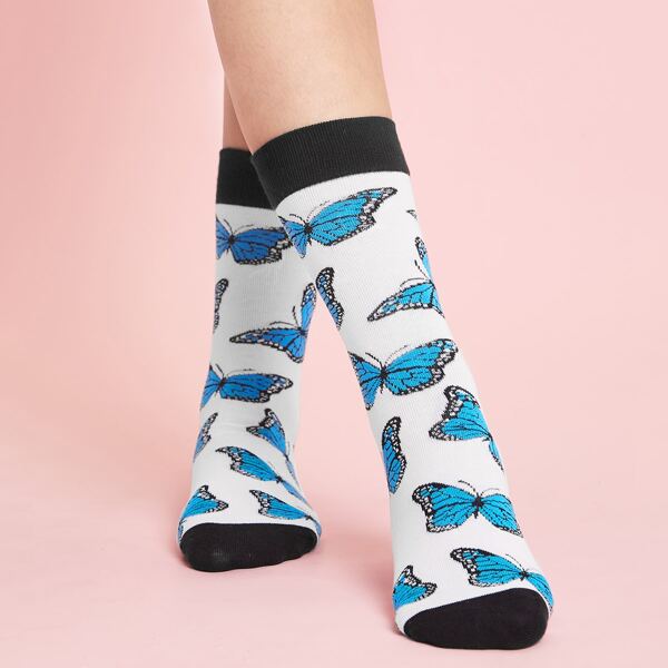 

Butterfly Pattern Socks, Multicolor