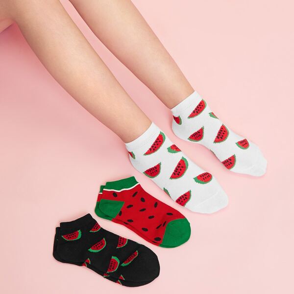 

3pairs Fruit Pattern Socks, Multicolor