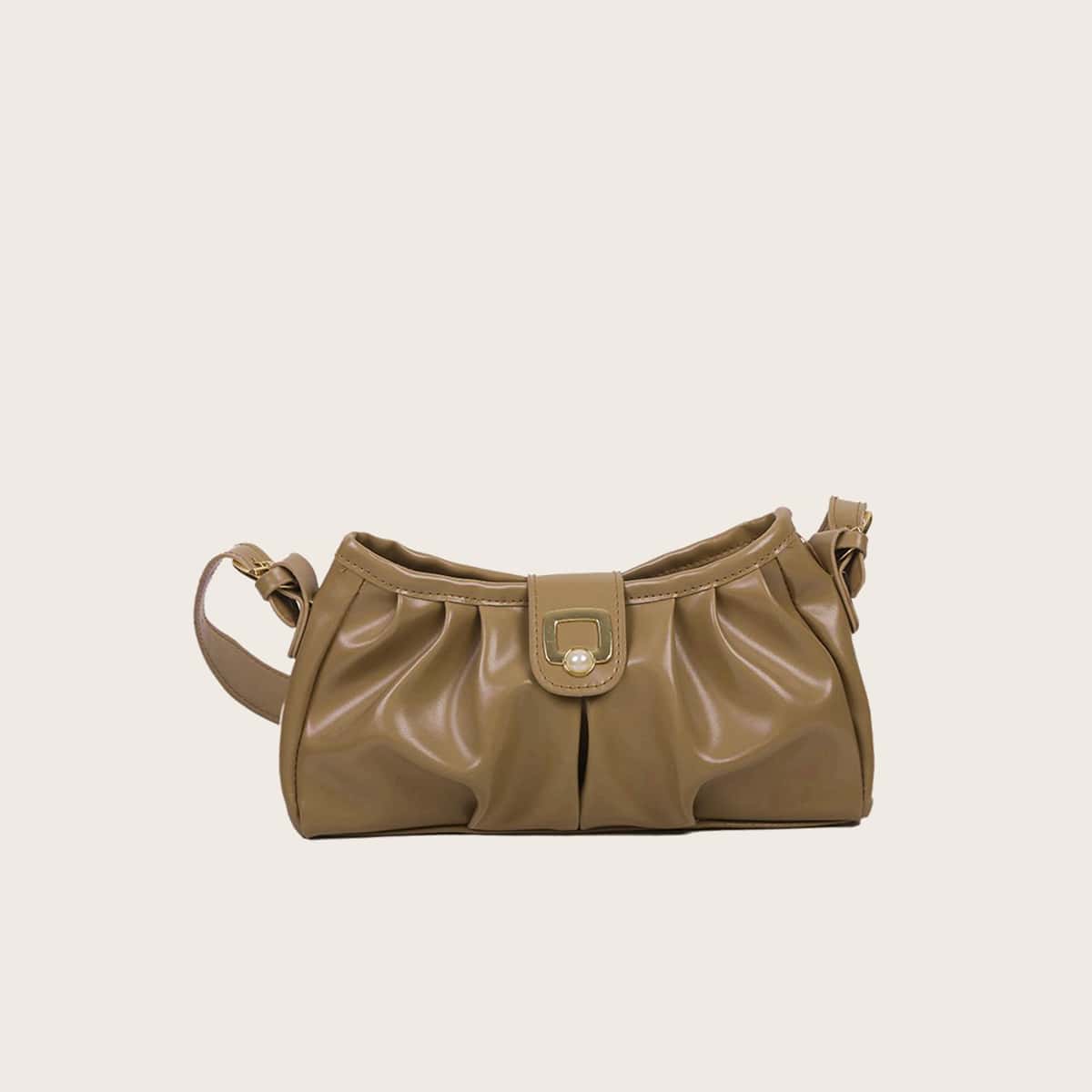 

Solid Ruched Bag, Khaki