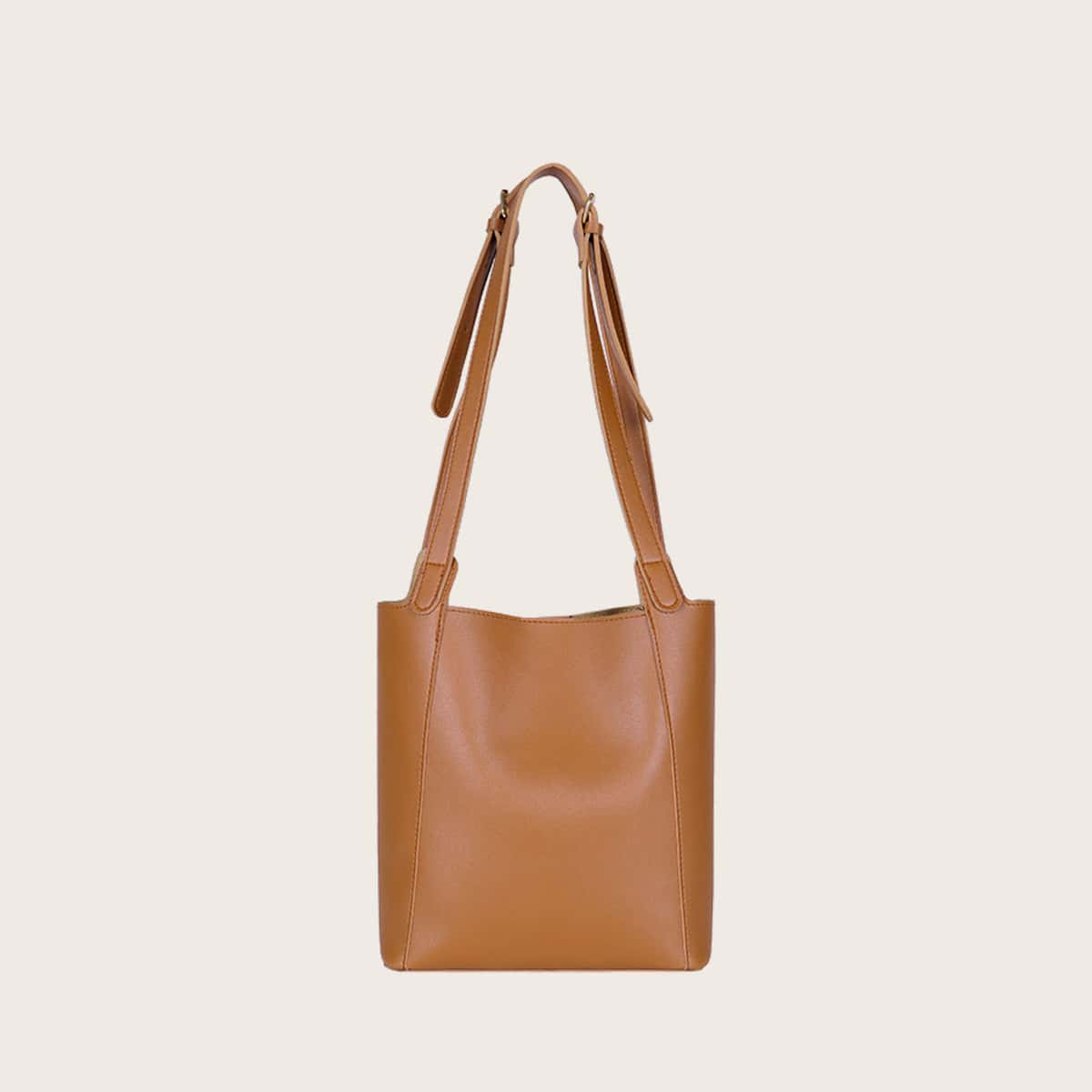 

Solid Tote Bag & Inner Pouch, Brown
