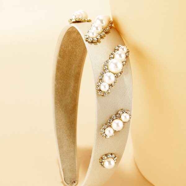 

Faux Pearl & Rhinestone Decor Hair Hoop, Beige