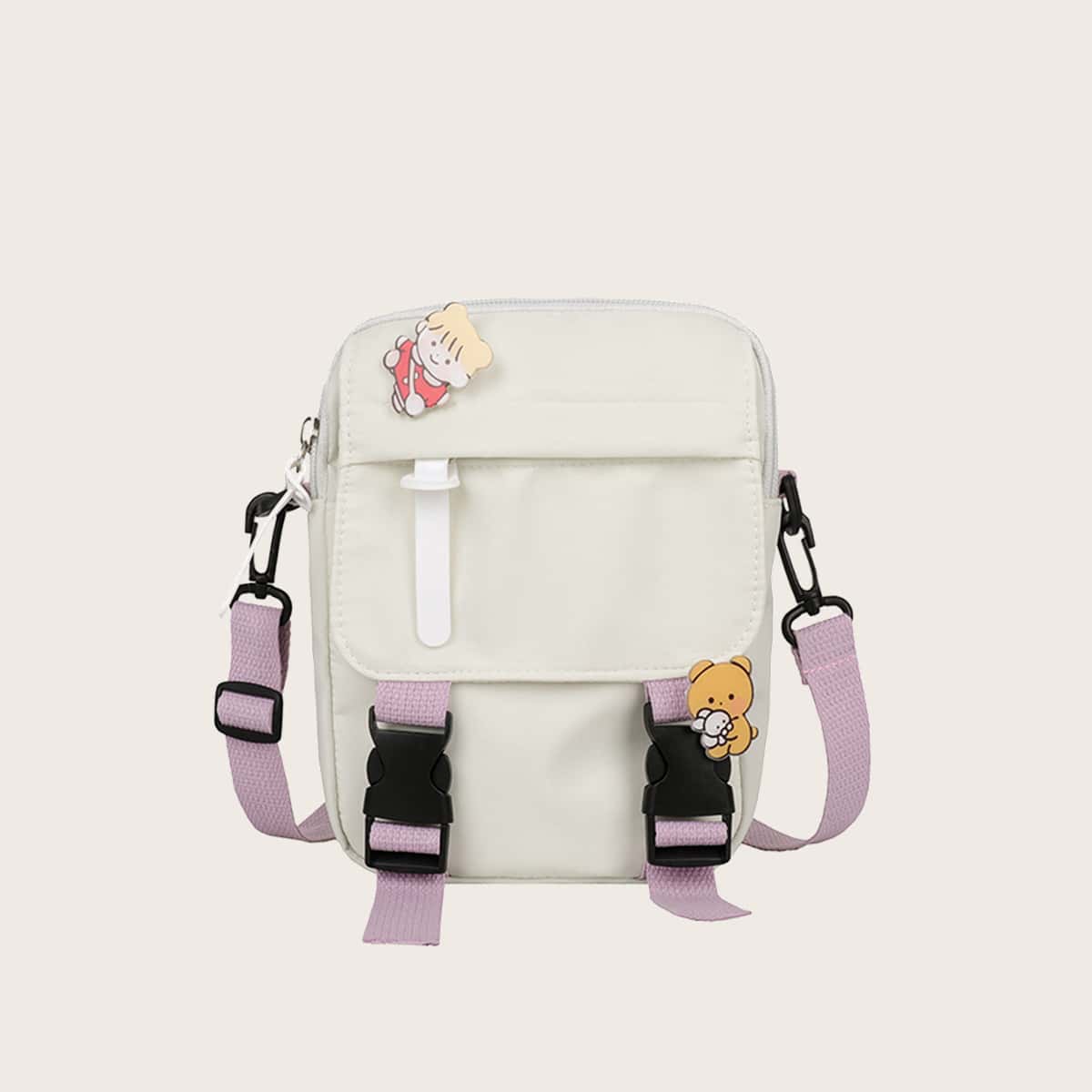 

Cartoon Buckle Crossbody Bag, White