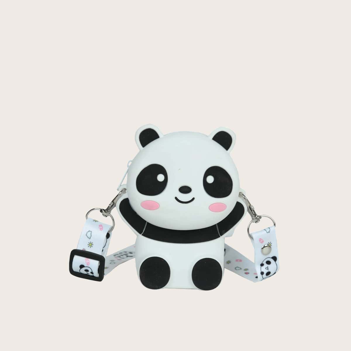 

Panda Mini Crossbody Bag, Black and white