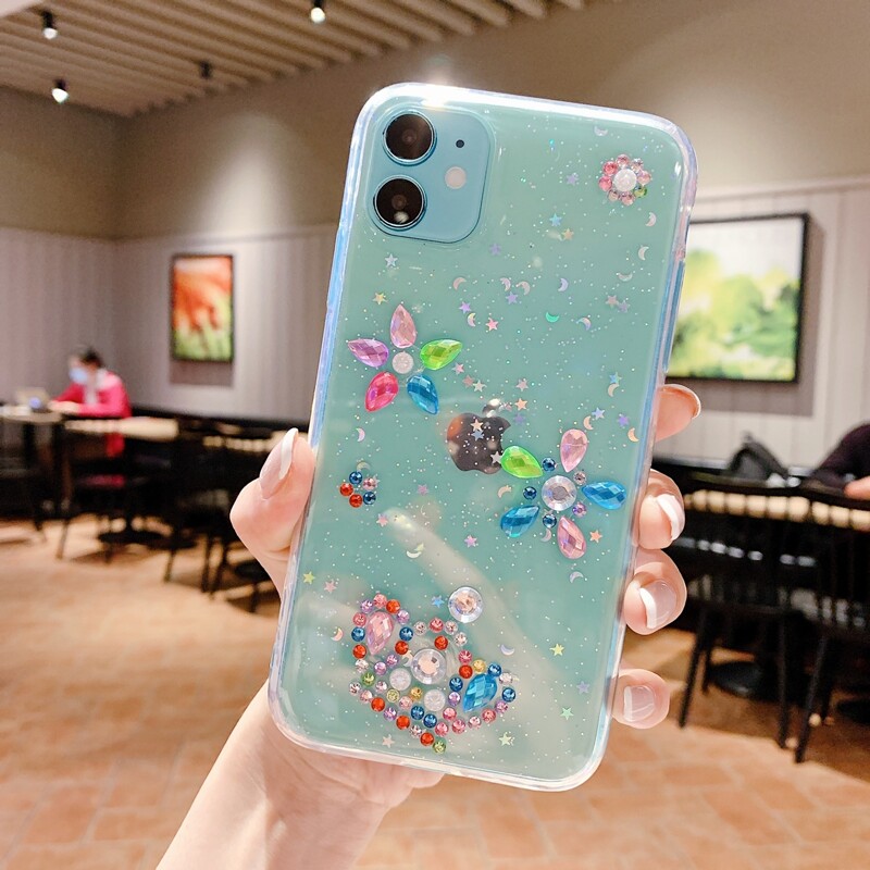 

Crystal Decor Glitter iPhone Case, Blue
