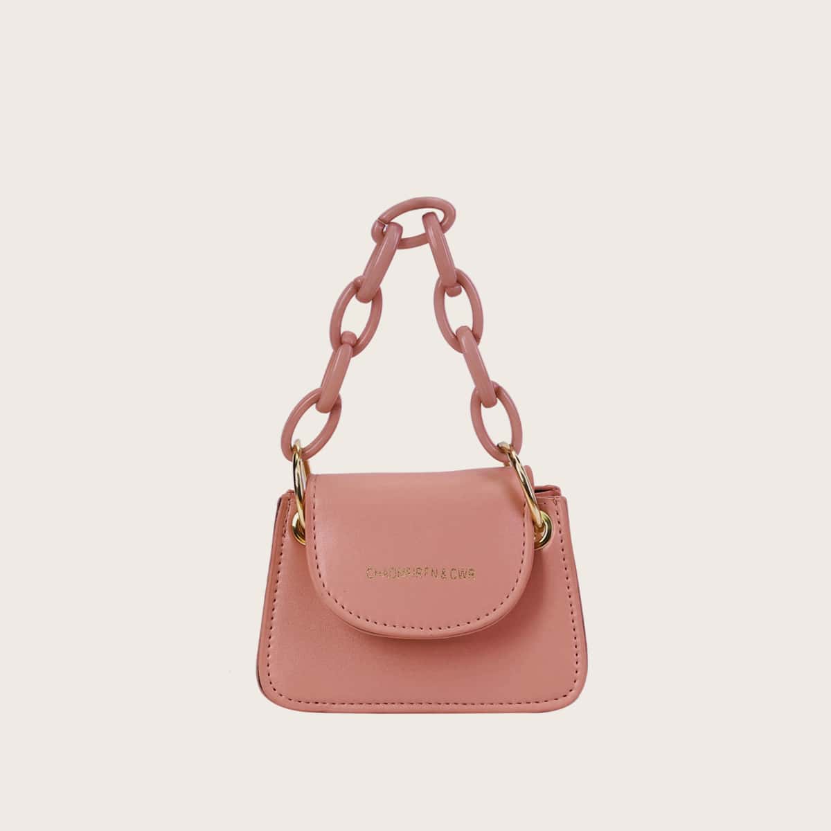 

Chunky Chain Mini Satchel Bag, Pastel dusty pink