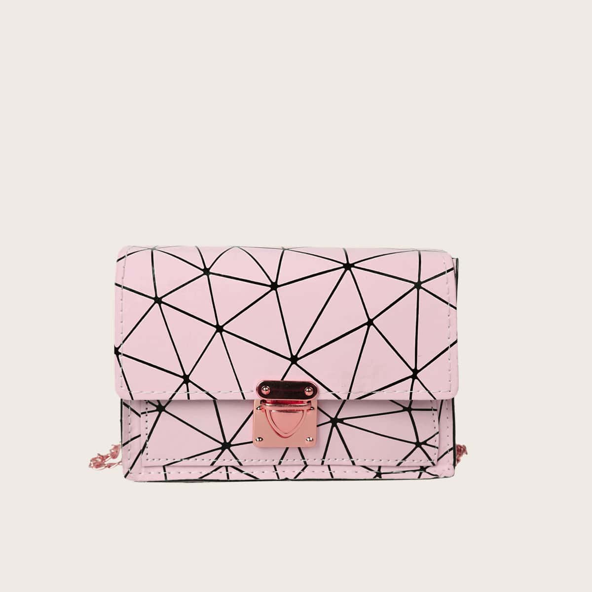 Geo Chain Crossbody Bag, Pastel baby pink