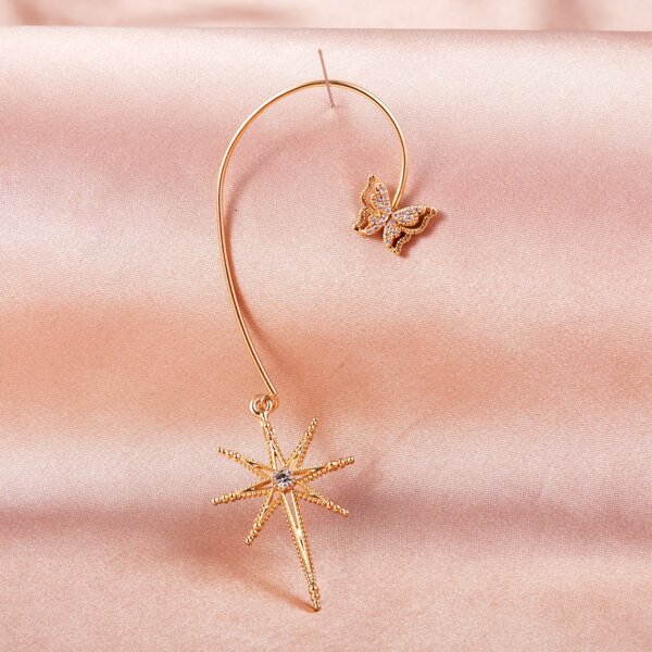 

Rhinestone Butterfly Decor Ear Climber, Gold