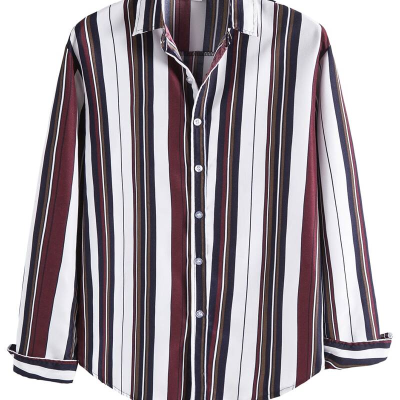 

Guys Vertical Striped Button Up Shirt, Multicolor
