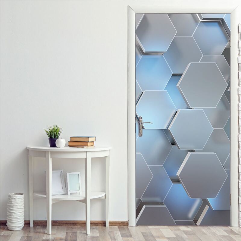 

3D Geometric Design Door Sticker, Multicolor