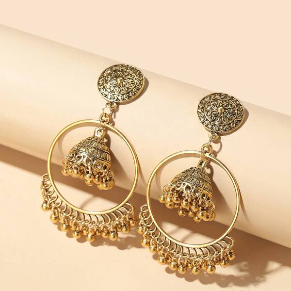 

Jhumka серьги-подвески с бахромой, Золотистый