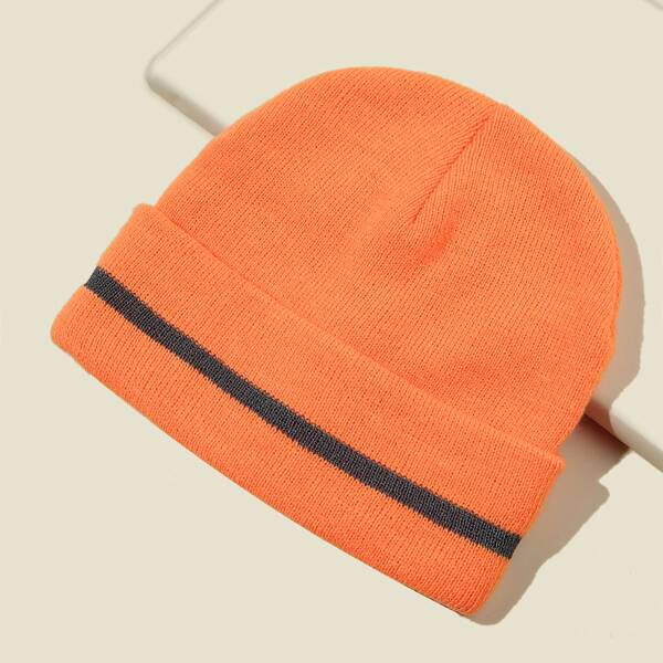 

Contrast Trim Cuffed Beanie, Orange