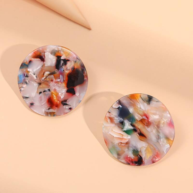 

Round Design Stud Earrings, Multicolor