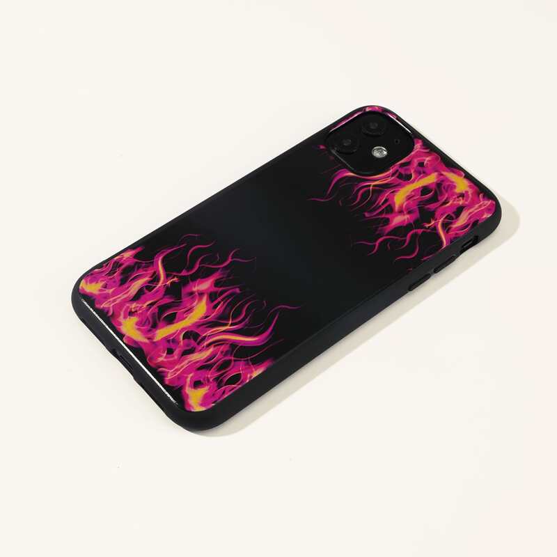 

Flame Pattern iPhone Case, Black