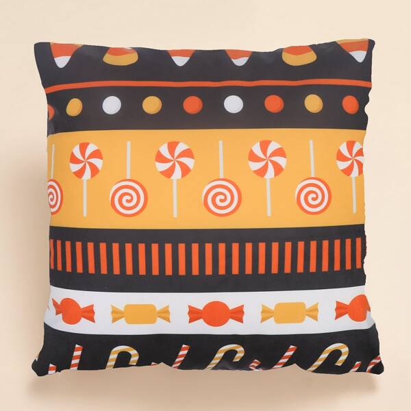 

Halloween Candy Print Cushion Cover Without Filler, Multicolor