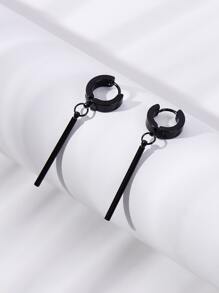 1 Pair Of Minimalist Stick Tassel Stainless Steel Earrings, Women's Street Hip-Hop Party Outfit Jewelry Accessories Gift - Black - View 1