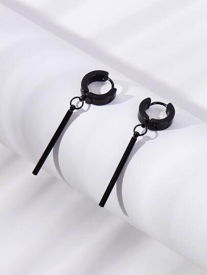 1 Pair Of Minimalist Stick Tassel Stainless Steel Earrings, Women's Street Hip-Hop Party Outfit Jewelry Accessories Gift