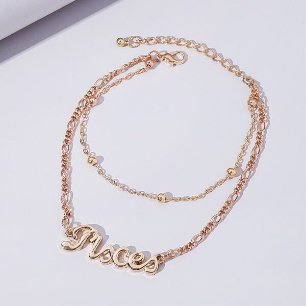 

Letter Decor Layered Anklet, Gold